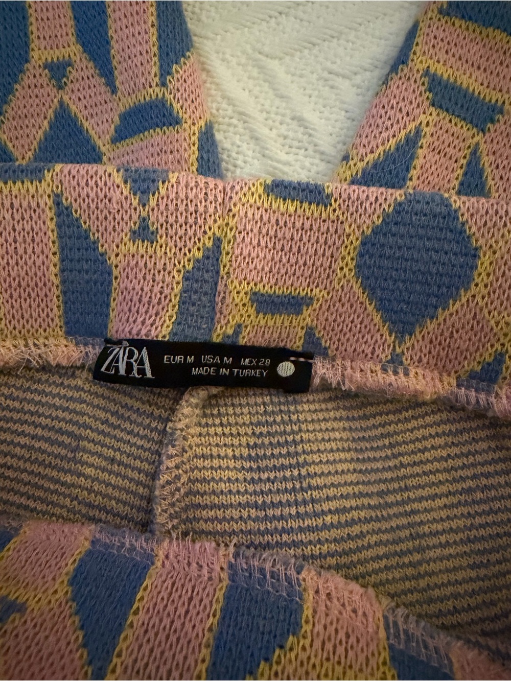 Zara Pink, Blue & Yellow Geometric Knit Pants - Picture 4 of 7